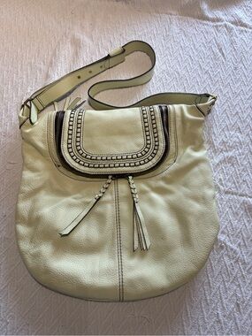 orYANY Light Green Pebbled Hobo Shoulder Bag with Braided Tassels